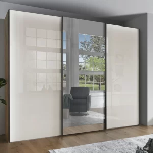 armario 3 puertas 2 corredera acabado cristal, 1 espejo y armazón roble_tR_pZ-349 490-8-349 490-2